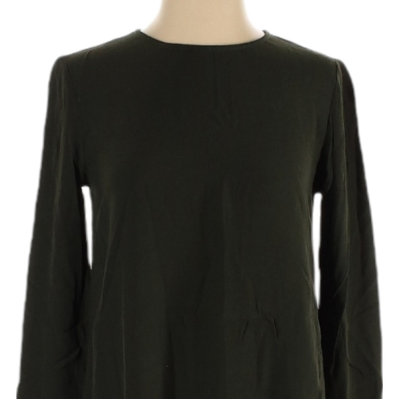 Anthro Samsoe Samsoe Shift Dress Size XXS Forest Green Long Sleeve Crew Neck - Picture 4 of 9